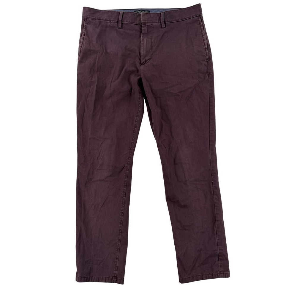 Banana Republic Fulton Chino‎ Pants Mens 33x30 Burgundy Slim Fit Stretch Casual